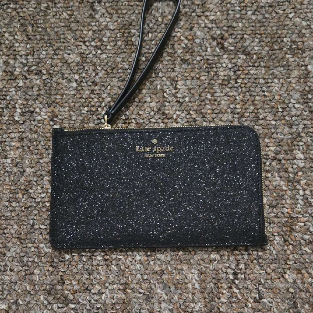 Kate Spade Black Sparkle Clutch Wristlet